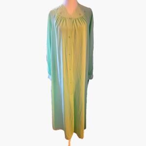 Vtg Shadow Line Women's S Mint Green Floor Length Robe House Coat 53" Length